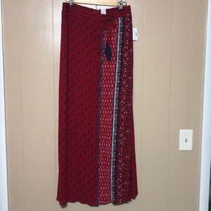 Red maxi wrap skirt
